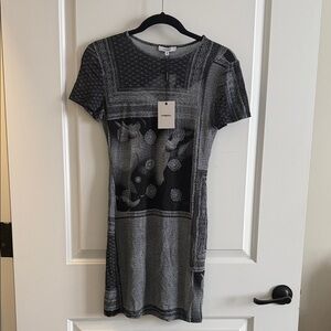 Miaou Patterned Black and Gray Dress